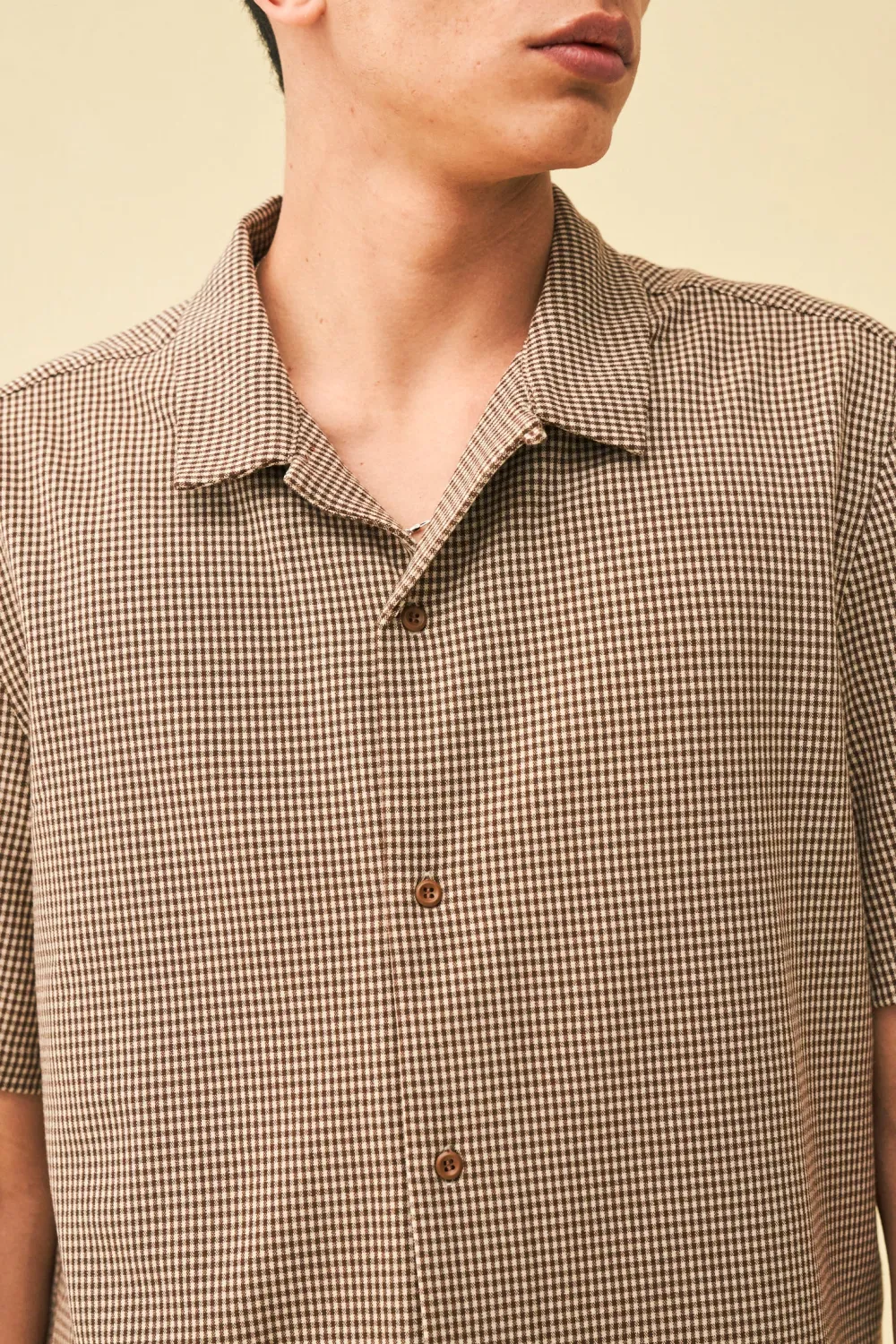bound 'Mocha Dogtooth' SS Cuban Shirt