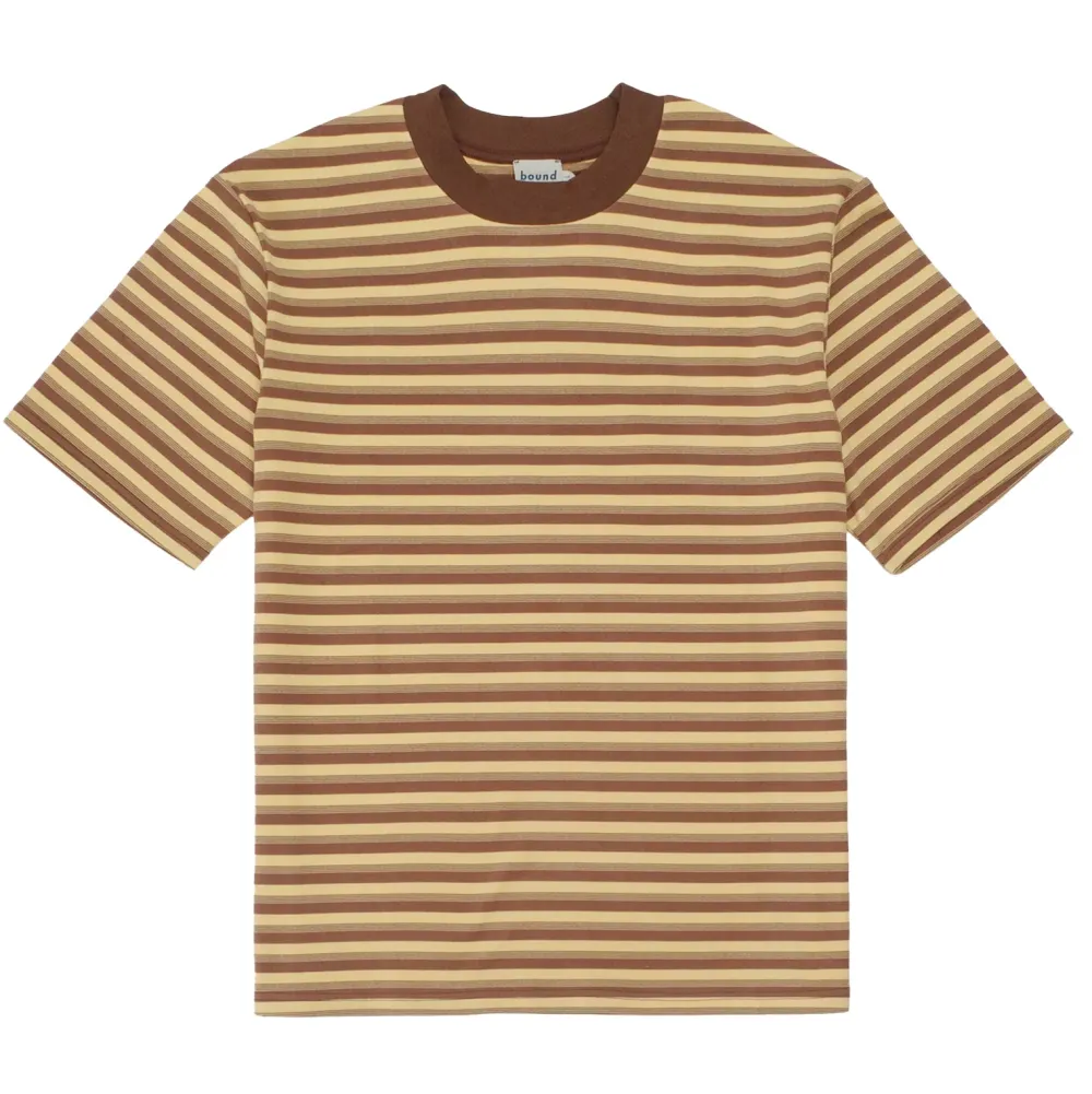 bound Peached Stripe Tee - Brown & Yellow