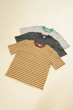 bound Peached Stripe Tee - Brown & Yellow