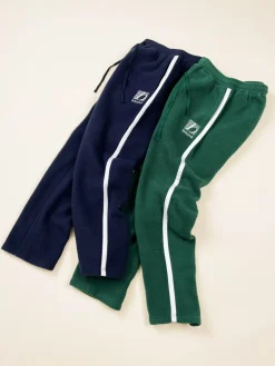 bound Reverse Fleece Grid Straight Joggers - Navy
