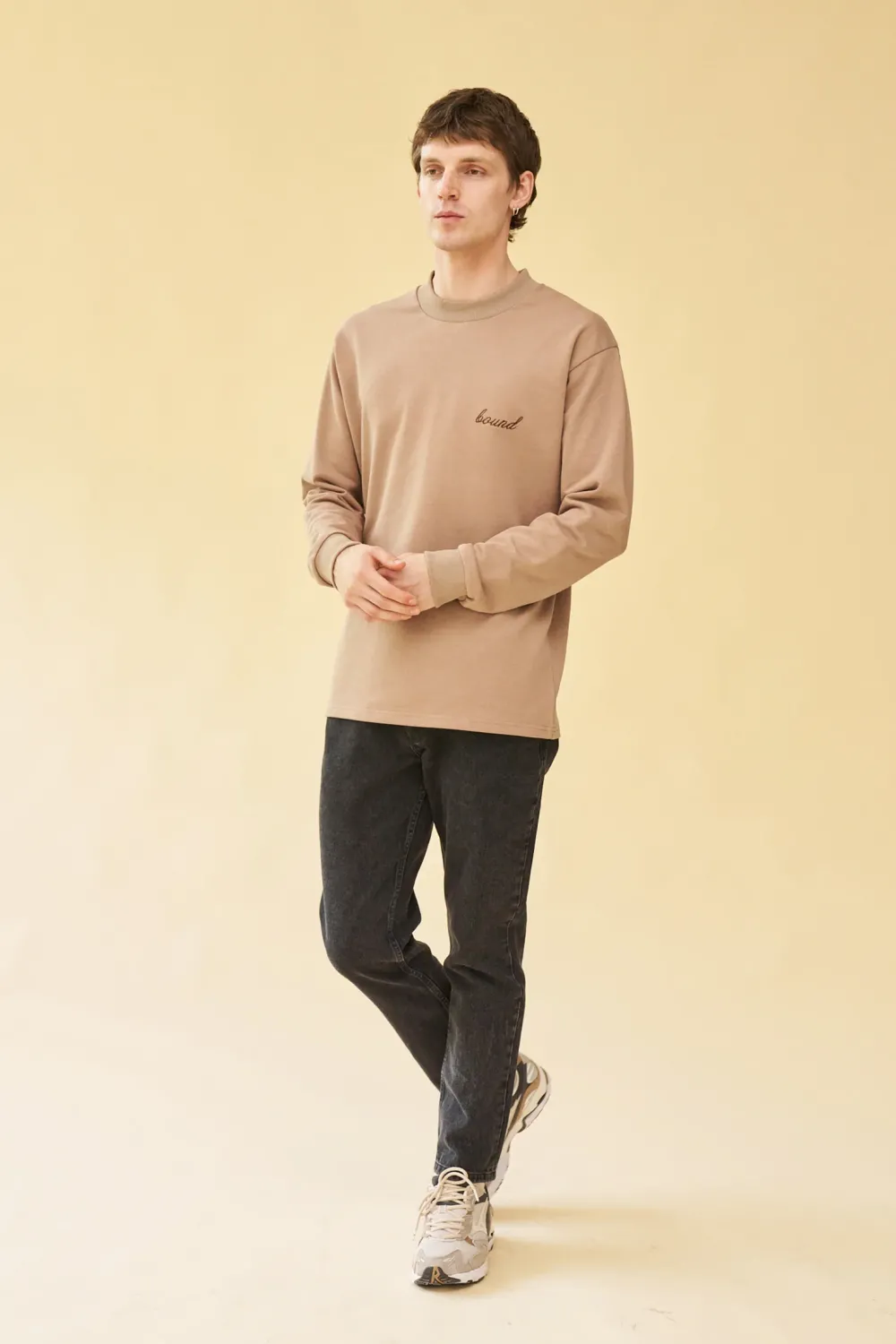 bound 'Script' Longsleeve Heavy Tee - Chestnut