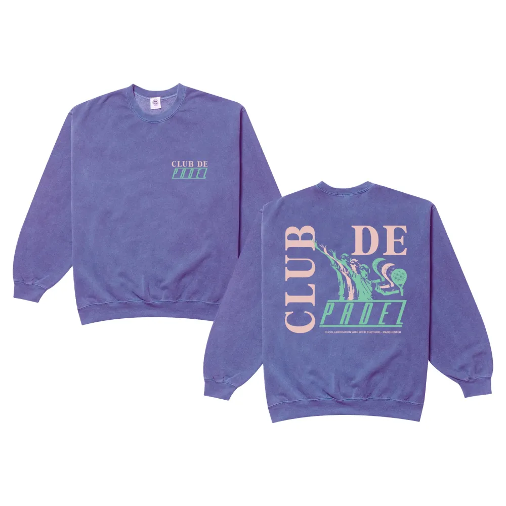 Club De Padel 'Retro' Vintage Washed Sweater - Lilac