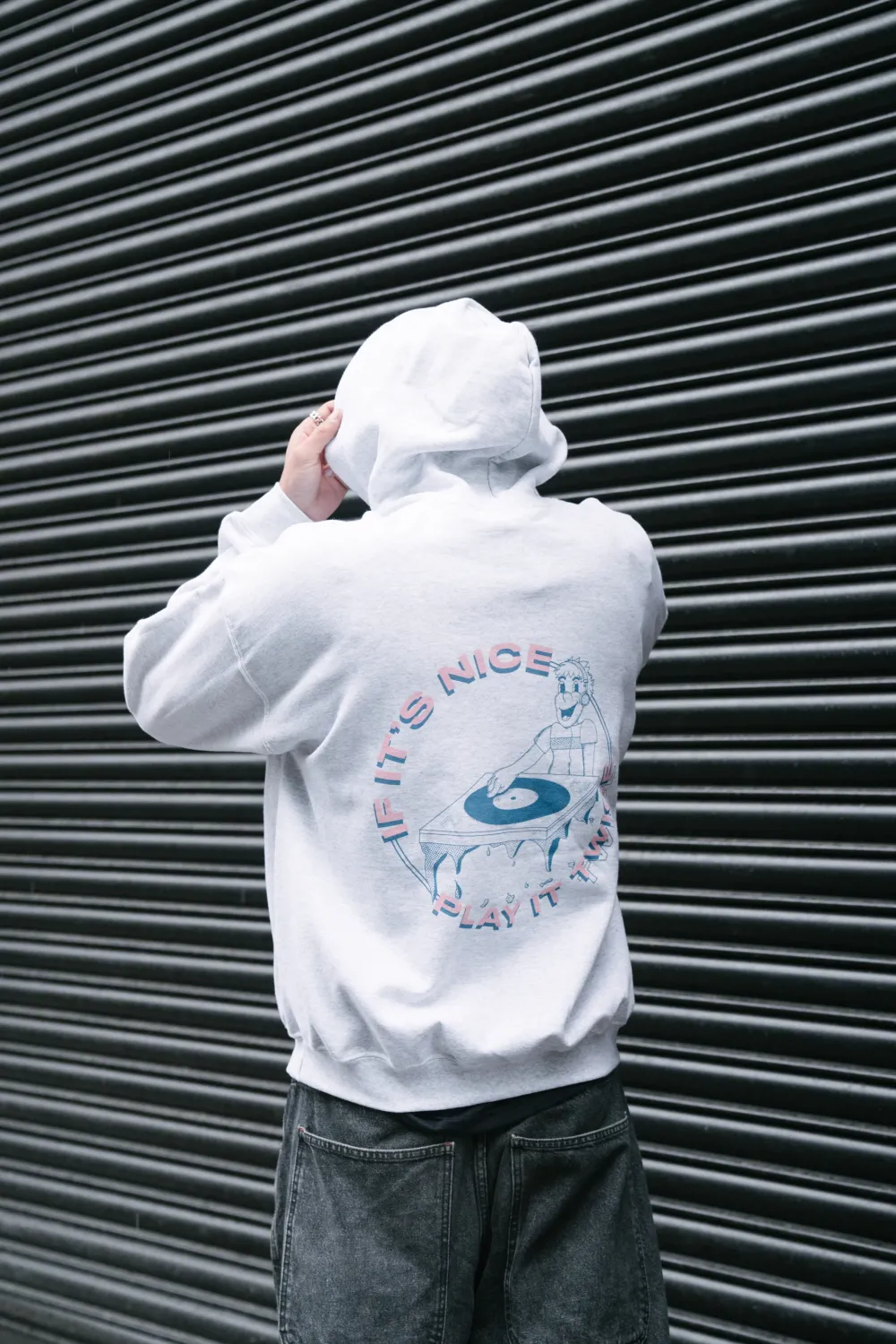 DISCO ONLY 'Play It Twice V1' Hoodie - Ash Grey