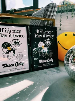 DISCO ONLY 'Play it Twice V2' Print - Black