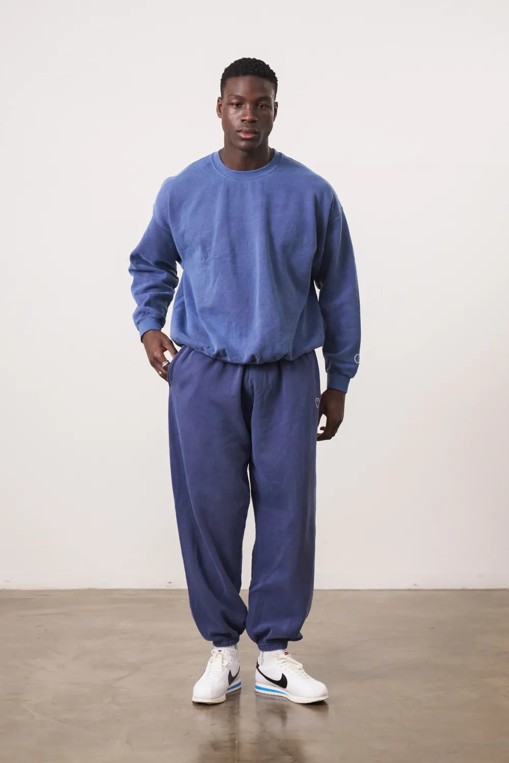 UN:IK Essentials Essentials Vintage Washed Sweater & Jogger Set - Navy