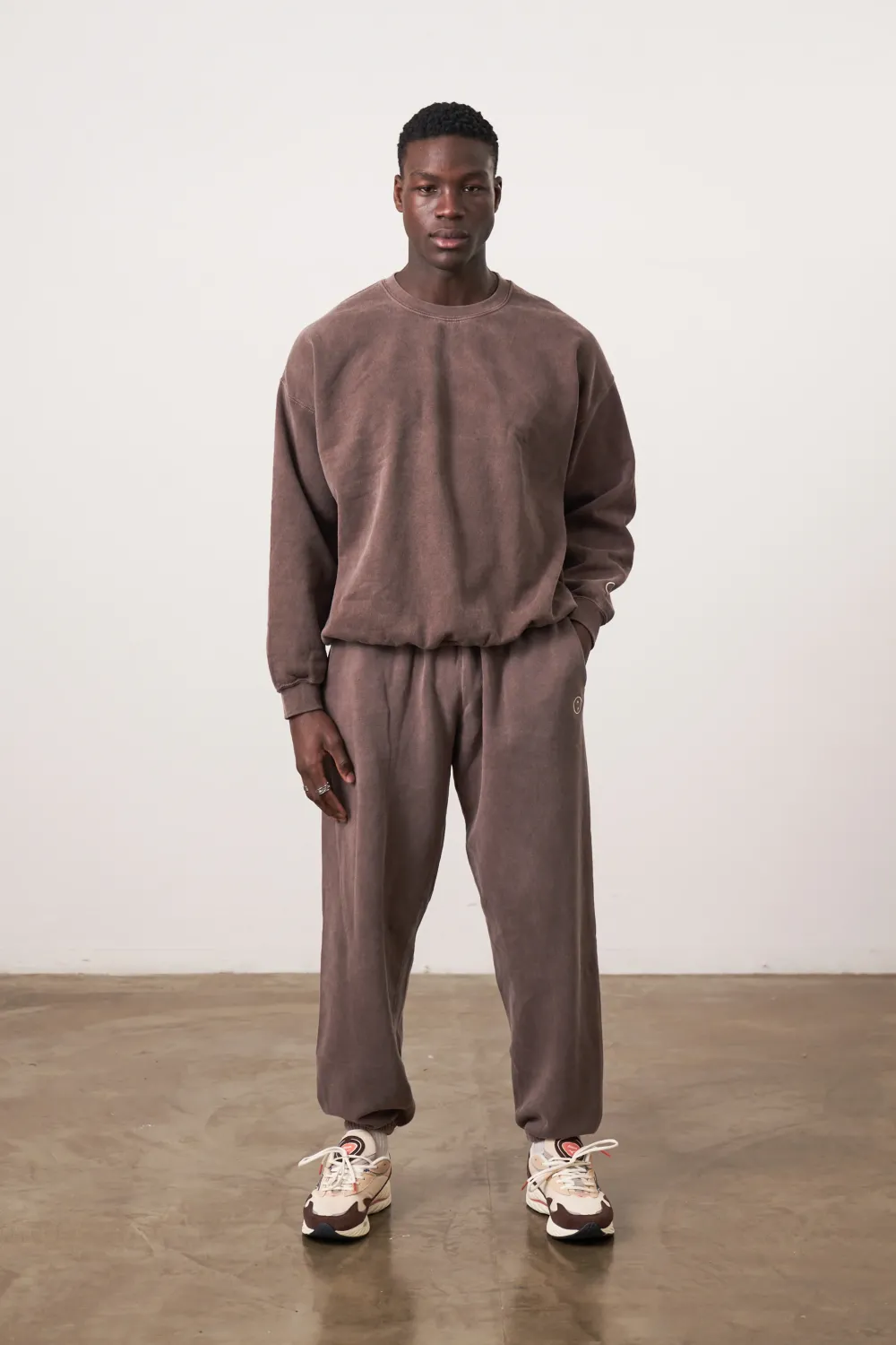 UN:IK Essentials Essentials Vintage Washed Sweater & Jogger Set - Cocoa