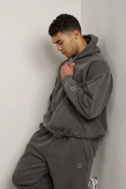 UN:IK Essentials Essentials Vintage Washed Hoodie & Jogger Set - Charcoal