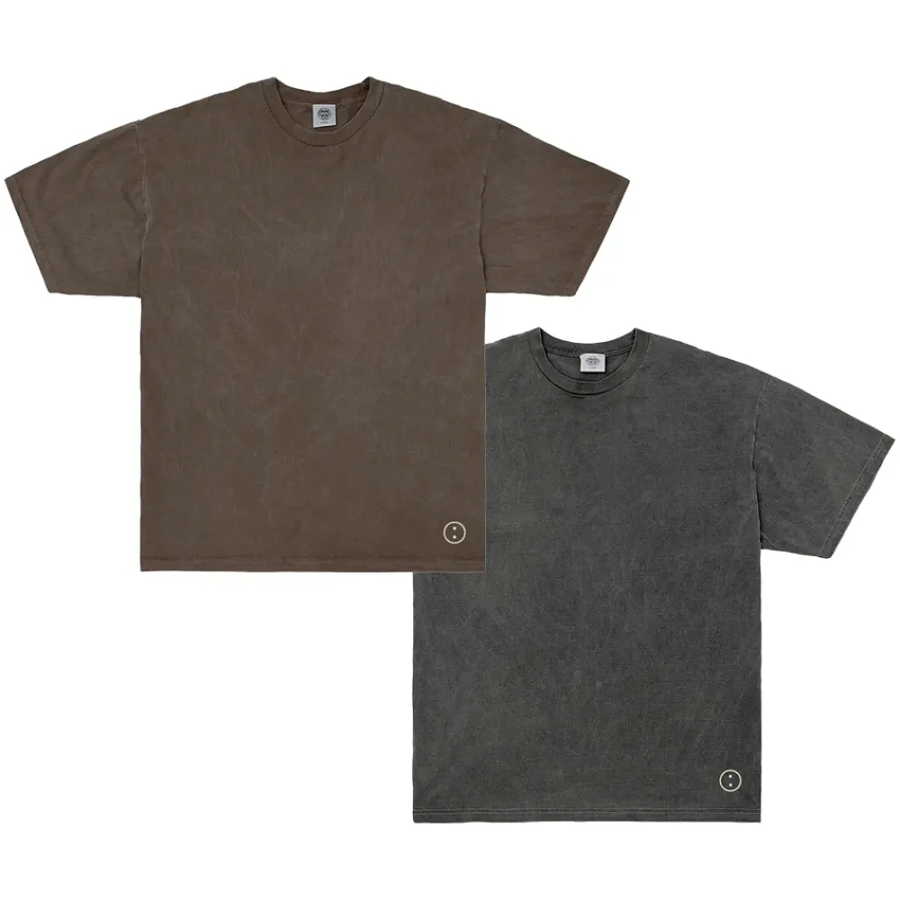 Discounted Bundles Essentials Vintage Washed Tees Twinpack - Cocoa/Charcoal