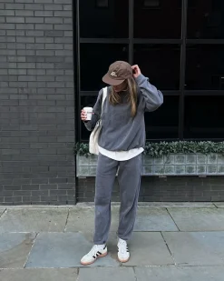 UN:IK Essentials Essentials Vintage Washed Sweater & Jogger Set - Charcoal