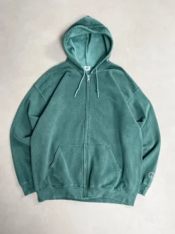 UN:IK Essentials Essentials Vintage Washed Zip Up Hoodie - Forest