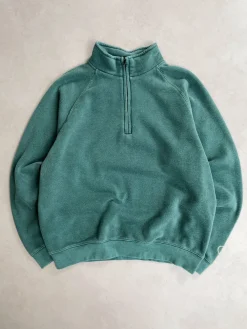 UN:IK Essentials Essentials Vintage Washed 1/4 Zip Sweatshirt - Forest