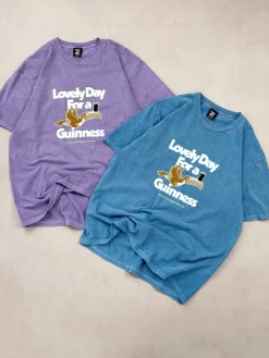 Guinness x UN:IK 'Lovely Day' Vintage Washed Tee Twinpack - Blue/Purple