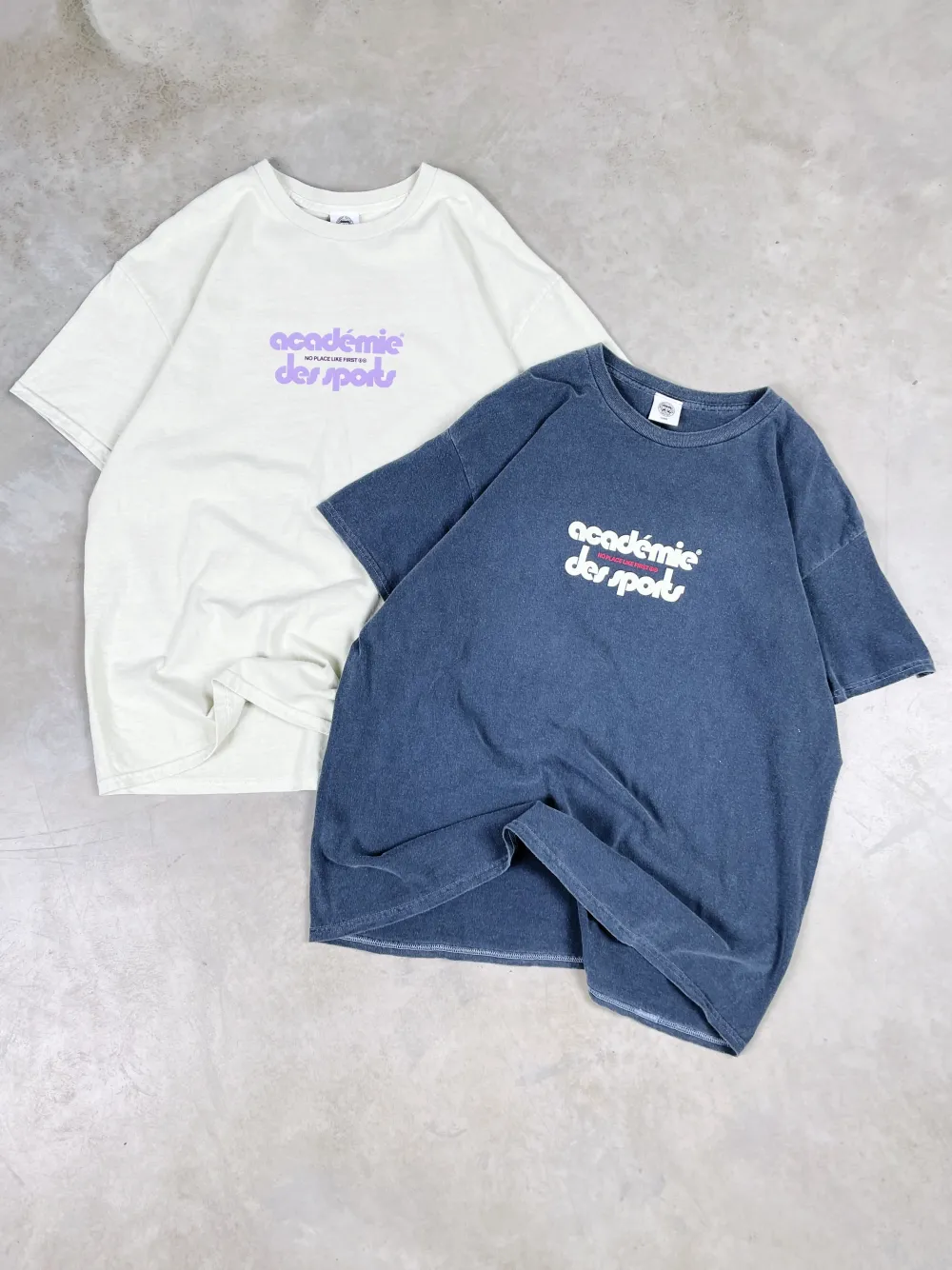 Vice 84 'Club Académie' Vintage Washed Tee Twinpack - Cream/Navy