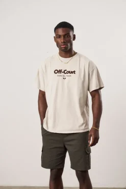 Vice 84 'Off-Court GSM' Vintage Washed Tee Twinpack - Brown/Cream