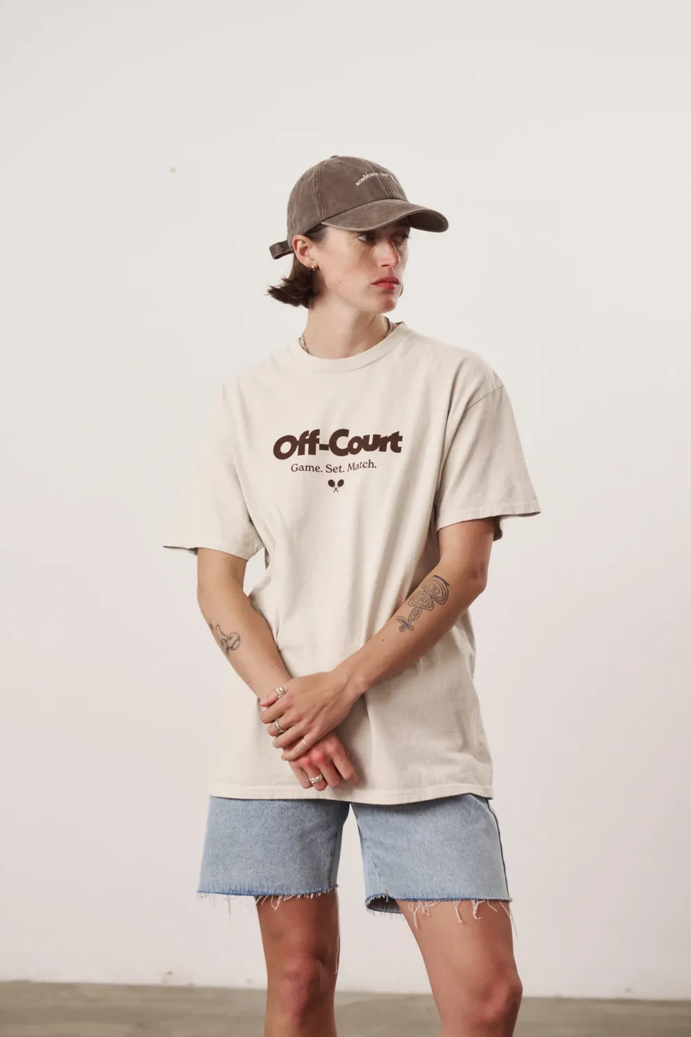 Vice 84 'Off-Court GSM' Vintage Washed Tee - Cream