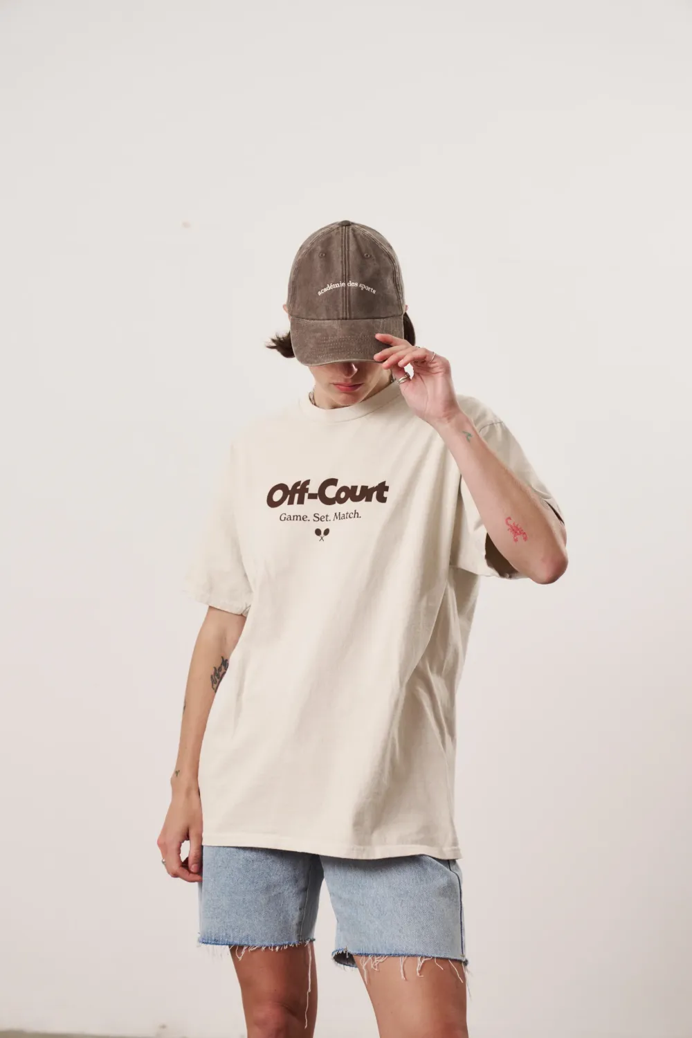 Vice 84 'Off-Court GSM' Vintage Washed Tee - Cream