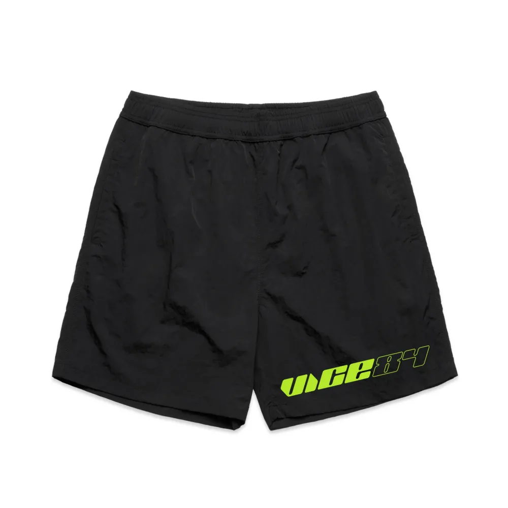 Vice 84 'Racer' Crinkle Recycled Swim Shorts - Black