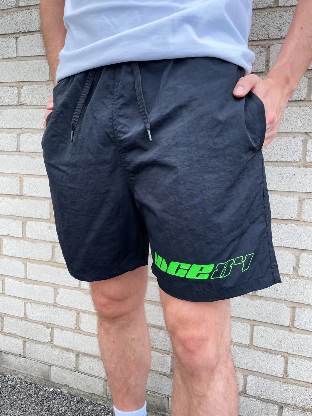 Vice 84 'Racer' Crinkle Recycled Swim Shorts - Black