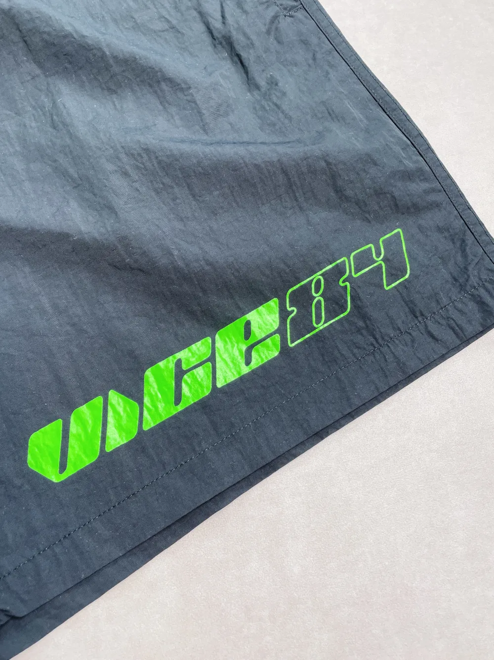 Vice 84 'Racer' Crinkle Recycled Swim Shorts - Black