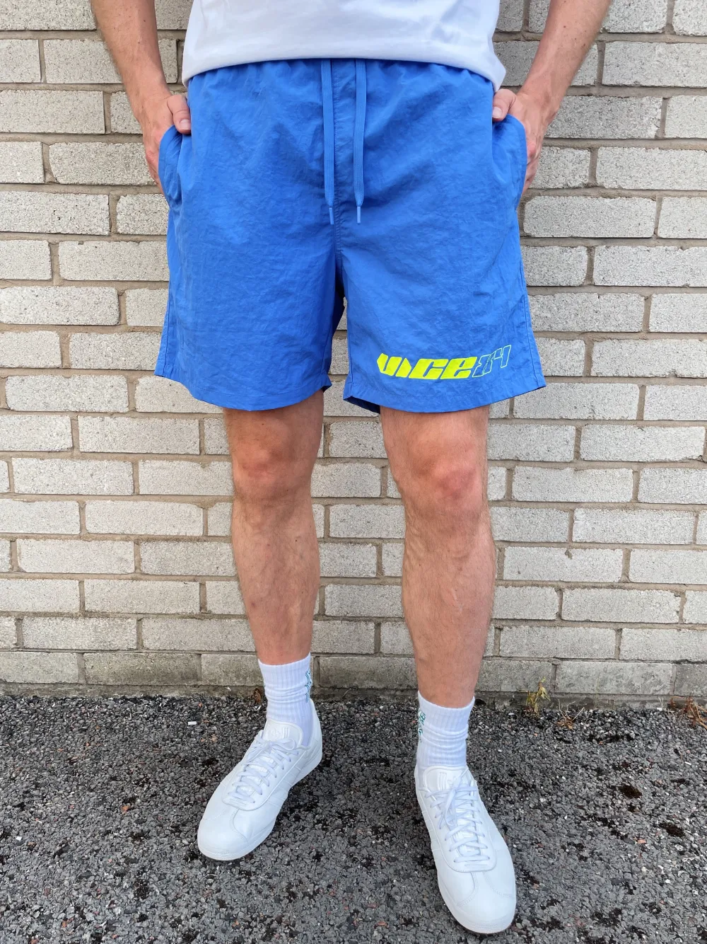 Vice 84 'Racer' Crinkle Recycled Swim Shorts - Pacific Blue