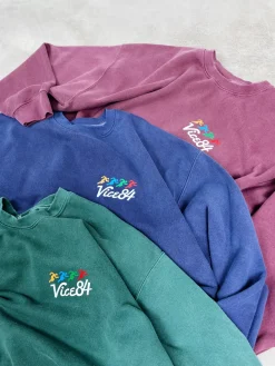 Vice 84 'Runner' Vintage Washed Sweater - Pine Green